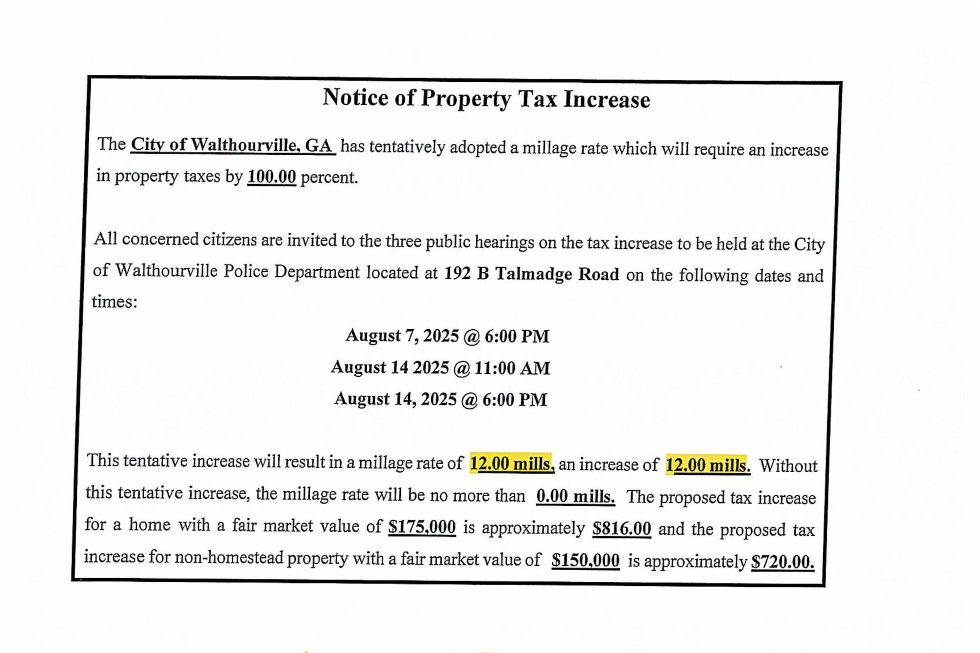 Property Tax Increase