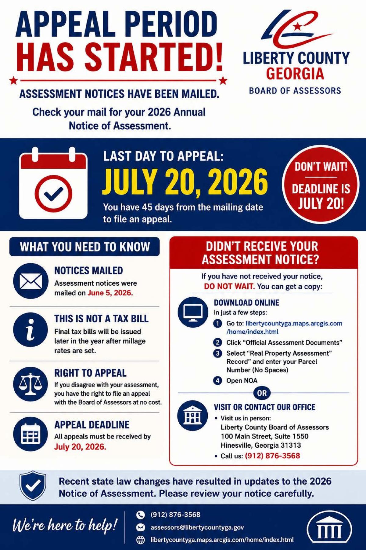 2026 Liberty County Tax Assessors Appeal Notice